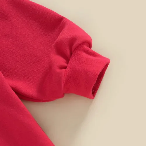 Miniatura 14 de Traje de bebé niña para el primer día de San Valentín, mameluco de burbujas con cuello redondo, sudadera linda para primavera y otoño