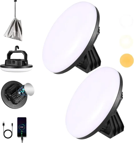 Miniatura 8 de VAVOFO Linterna LED de Campamento Recargable de 30W, 3000LM, 124 LED con 3 Modos de Iluminación, Luz Portátil para Tienda de 7200mAh con Imán