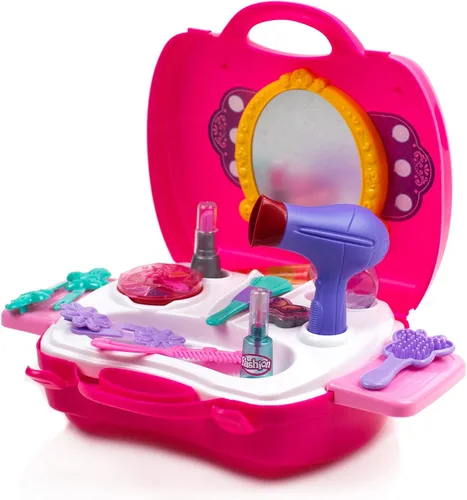 Miniatura 2 de Toysery Kit de maquillaje de 21 piezas para niñas, kit de maquillaje de tocador para niños con estuche de salón de belleza, ligero y portátil, juego