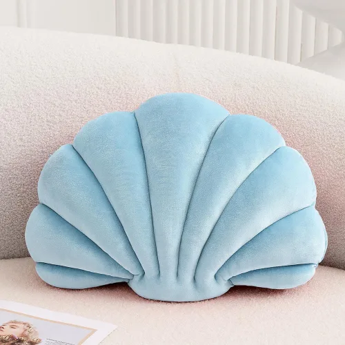 Miniatura 11 de XIAIJIA Seashell - Almohada decorativa con forma de concha marina, almohada de lanzar con forma de concha, almohada de playa con inserto 3D