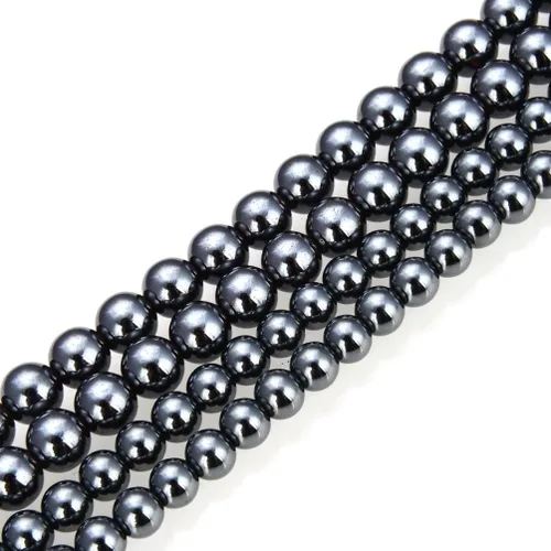 Adabele - 200 piedras preciosas curativas de hematita negra natural de 0.157 pulgadas (0.157 in), cuentas sueltas redondas pequeñas, espaciadoras de