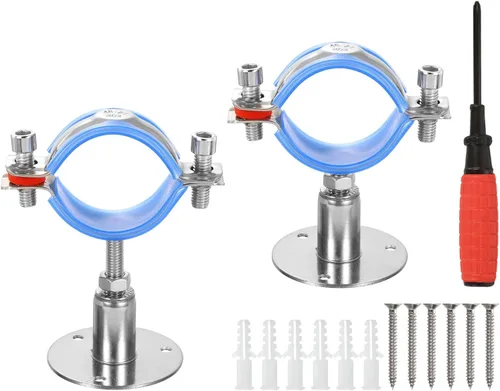 Miniatura 8 de uxcell Soporte de tubería de acero inoxidable para montaje en pared, soporte de tubo de montaje en techo, altura ajustable de 1.181-1.969 in