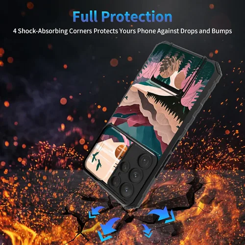 Miniatura 381 de Funda para Samsung Galaxy S22 Ultra 5G, Galaxy S22 Ultra con cubierta de cámara deslizante, funda resistente de doble capa con función atril Black