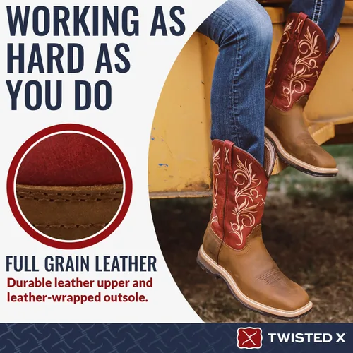Miniatura 3 de Steel Toe Lite Western - Botas de trabajo para mujer, Marrón