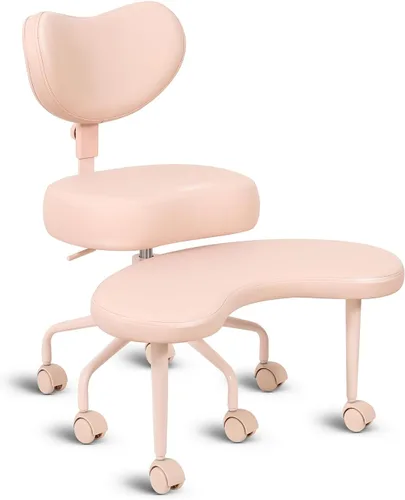 Miniatura 26 de Silla de escritorio extragrande, para sentarse con piernas cruzadas, con cojín de respaldo y reposabrazos ajustables, fabricada en tela, con ruedas