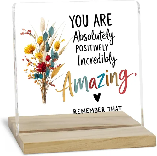 Regalos de aliento para mujeres, señal decorativa, placa acrílica "You Are Amazing", señal "You Are Loved" de JAXXERO