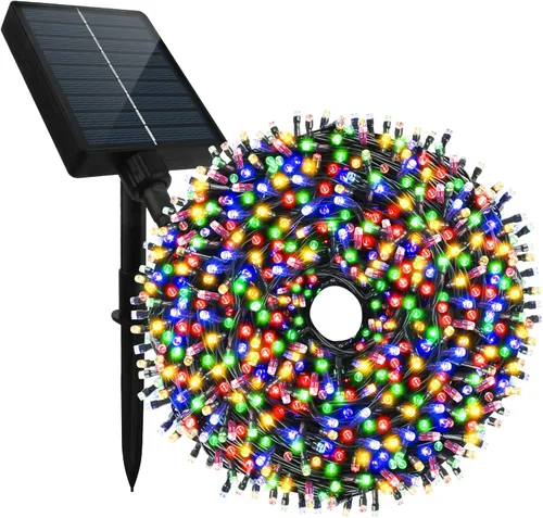Miniatura 9 de Tcamp 200 luces LED solares de Navidad de 66 pies para exteriores, impermeables, 8 modos, funciona con energía solar, guirnalda de luces de hadas