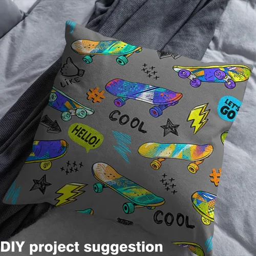Miniatura 4 de The Yard - Tela de skate para niños, hippie, para adolescentes, para coser sillas, sofá, tela impermeable con grafiti de acuarela para tapicería
