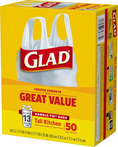 Miniatura 5 de Glad Bolsas de basura altas de cocina de 13 galones, bolsas de basura sin perfume, lazo de asa, 50
