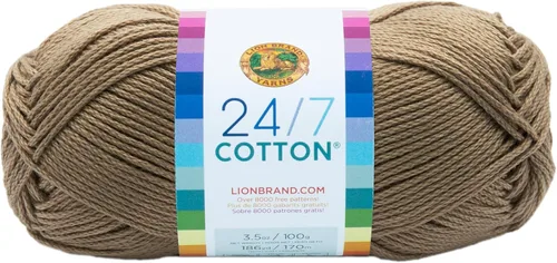Miniatura 72 de Lion Brand Yarn, Hilo ligero mercerizado de algodón 24/7 para tejer, ganchillo y manualidades, Almirante, 1 paquete, 185 yardas de fibra natural