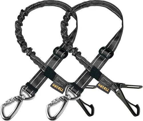 Miniatura 15 de AUBELL Cinturón de seguridad para perro, 3 en 1, ajustable, reflectante, resistente, arnés de perro con gancho de clip, cierre y hebilla, mosquetón