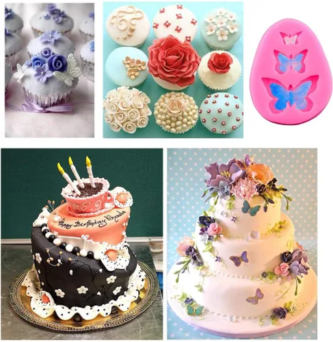 Miniatura 6 de FIRETREESILVERFLOWER Molde de silicona para fondant de flores y mariposas, para decoración de pasteles, dulce de chocolate, arcilla polimérica