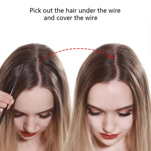 Miniatura 7 de SARLA Extensiones de cabello con alambre invisible de reflejos cortos rectas postizos sintéticos diadema transparente ajustable para mujeres 14