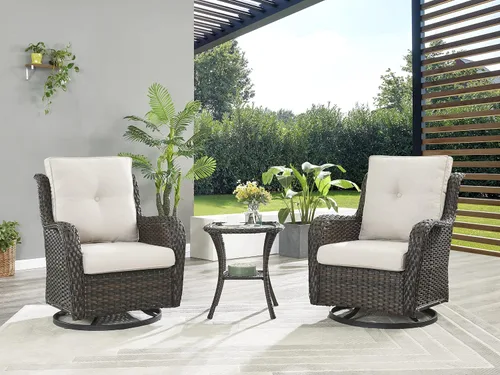 Miniatura 7 de Rilyson Mecedora de mimbre - Juego de 2 sillas mecedoras de mimbre para patio, sillas mecedoras de ratán para porche al aire libre, terraza, jardín