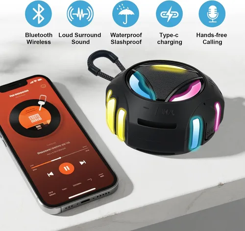 Miniatura 8 de Altavoz de ducha Bluetooth impermeable, altavoces Bluetooth portátiles inalámbricos, para exteriores, IPX7 flotante, micrófono integrado, tiempo