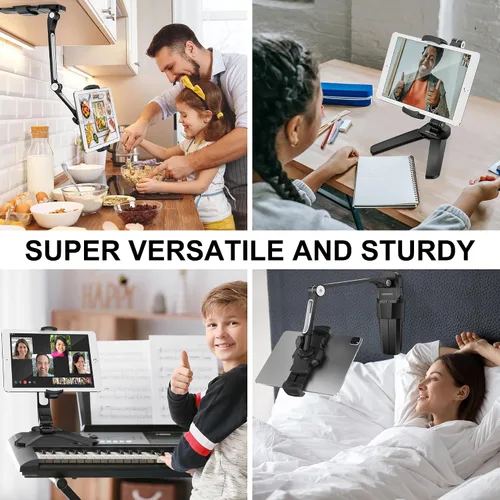 Miniatura 4 de AboveTEK Soporte de pared para iPad, 3 en 1 Highflex 360° Montura bajo gabinete para iPads para la cocina, Soporte de techo para tableta debajo