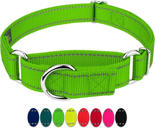 Miniatura 9 de Country Brook Petz - Vibrante selección de 8 colores - Collar de perro Martingala de nailon reflectante (pequeño, 3/4 pulgadas, negro)