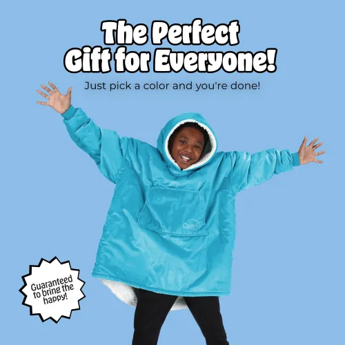 Miniatura 8 de THE COMFY Original Jr para niños Manta de sherpa de forro polar de gran tamaño con capucha y bolsillo Vista en Shark Tank