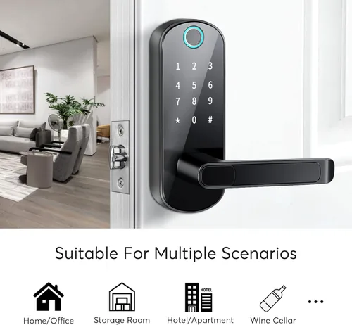 Miniatura 8 de TTLock Smart Lock - Cerradura automática de entrada sin llave con Bluetooth con huella digital y pantalla táctil para puerta delantera, oficina