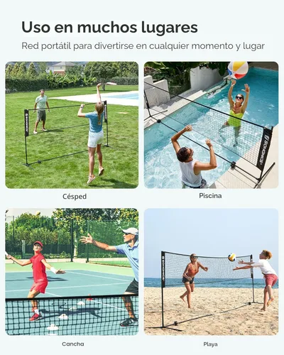 Miniatura 5 de SONGMICS - Red de bádminton ajustable en altura, red de voleibol, red de pickleball para tenis junior, niños, cancha interior y exterior, red Negro