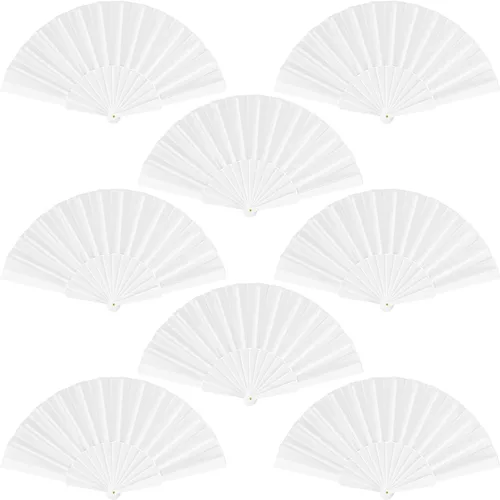 durony Abanicos chinos de tela de nailon con mango de plástico, abanicos plegables decorativos para fiestas, regalos de boda, decoración del hogar,