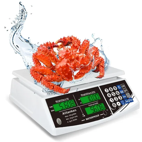 Miniatura 9 de Báscula comercial de alimentos de 88 libras / kilogramos/oz, escala de cálculo de precios con pantalla doble, recargable, placa reversible 88lb