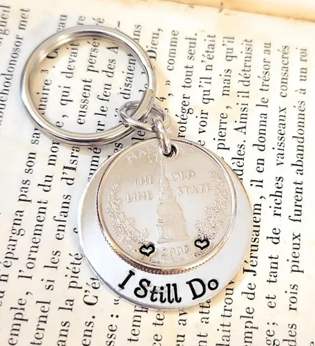 Miniatura 6 de Tucker's Trinkets And Treasures 25th Anniversary Year Quarter, I Still Do Key Chain, 25th Wedding Anniversary