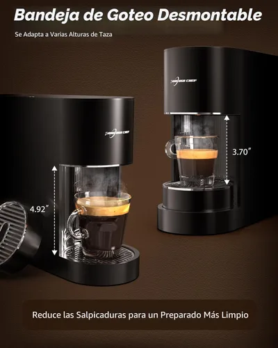 Miniatura 8 de Máquina de café expreso, compatible con cápsulas originales Nespresso, de un solo toque con zona de preparación iluminada, bomba de 20 bares, tanque