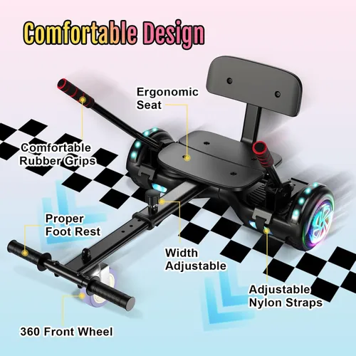 Miniatura 3 de Scooter Seat Attachment, Scooter with Go Kart for Kids Boys Girls Adults, LED Lights, Bluetooth(Include Go-Kart)