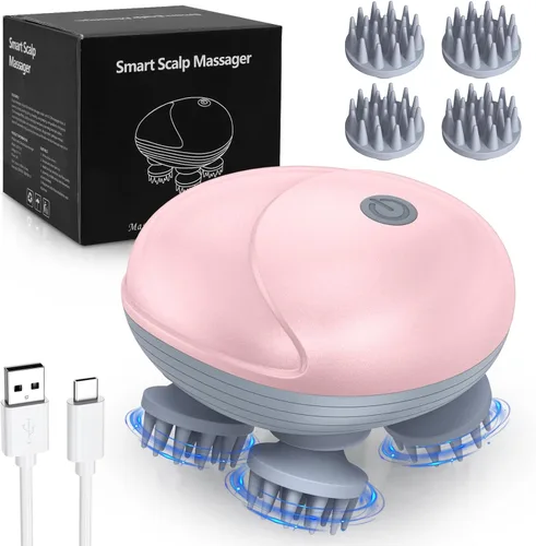 Miniatura 11 de Masajeador portátil mejorado para mascotas, masajeador eléctrico de cuero cabelludo, rascador de cabeza y espalda para aliviar la rigidez y los Verde