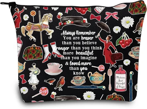 Miniatura 9 de LEVLO Bolsa de maquillaje para cosméticos de Mary Movie Mary Fans Gift You Are Braver Stronger Smarter Than You Think - Bolsa de maquillaje