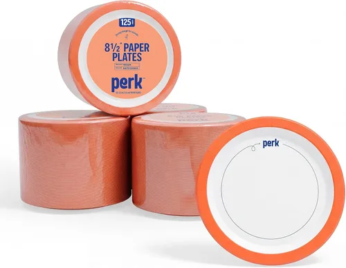Miniatura 9 de Perk - Platos de papel de 9 pulgadas, 1000 unidades a granel, platos desechables sin revestimiento para cenas, fiestas y uso diario