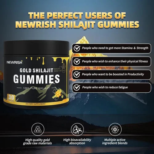 Miniatura 6 de Shilajit - Gomitas para mujer, palitos de miel Shilajit, gomitas Shilajit, ácido fúlvico y más de 85 minerales traza I para hombres, mujeres I sin