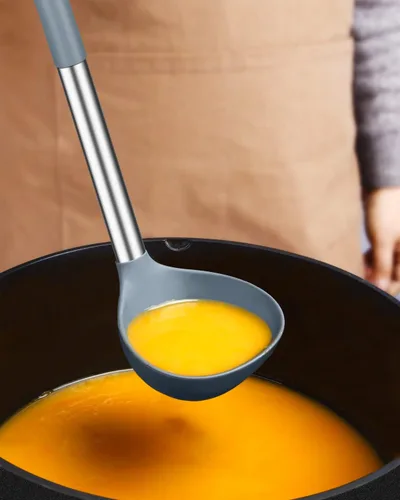 Miniatura 3 de Paquete de 2 cucharones de cucharón, cuchara grande de silicona para sopa, utensilios de cocina antiadherentes con alta resistencia al calor, sin