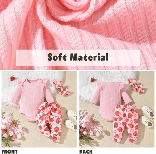 Miniatura 105 de Aalizzwell Conjunto de mameluco acanalado para bebé recién nacido prematuro para otoño e invierno