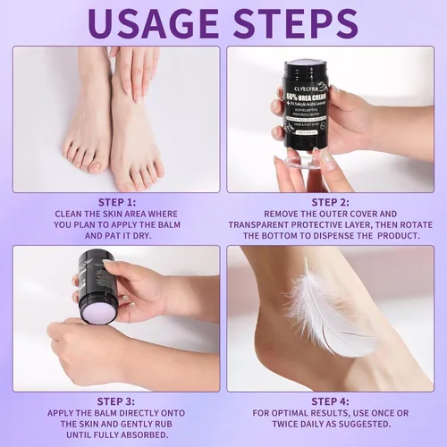 Miniatura 4 de Bálsamo de urea 60% 8 en 1 con 2% de ácido salicílico y lavanda, palo de manos y pies, crema de urea 60 por ciento para pies, máxima resistencia