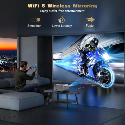Miniatura 4 de Proyector con WiFi y Bluetooth: [Auto Focus/Keystone] - Proyector Bluetooth portátil compatible con NICPOW Full HD 1080P 4K para dispositivos
