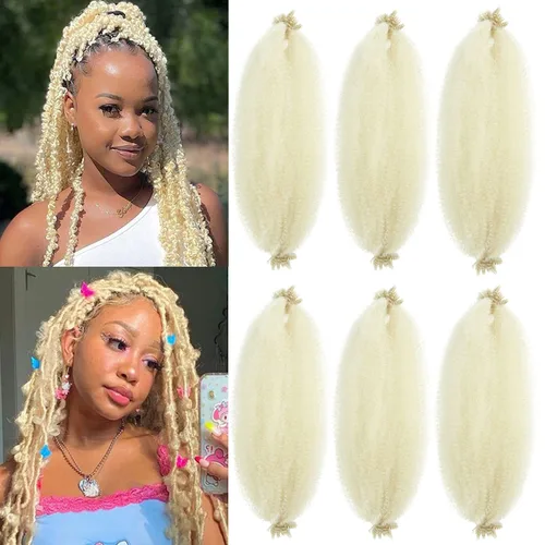 Miniatura 28 de Cabello afro trenzado elástico de 24 pulgadas 3 paquetes Cabello afro trenzado elástico Cabello afro para trenzado en crochet (24 pulgadas