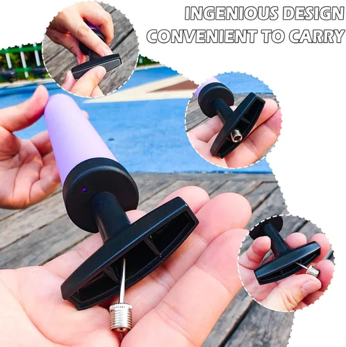 Miniatura 2 de Bomba de inflado de pelotas deportivas con 5 agujas (pin), bomba de aire manual portátil de doble acción con pinzas para inflar balón de fútbol