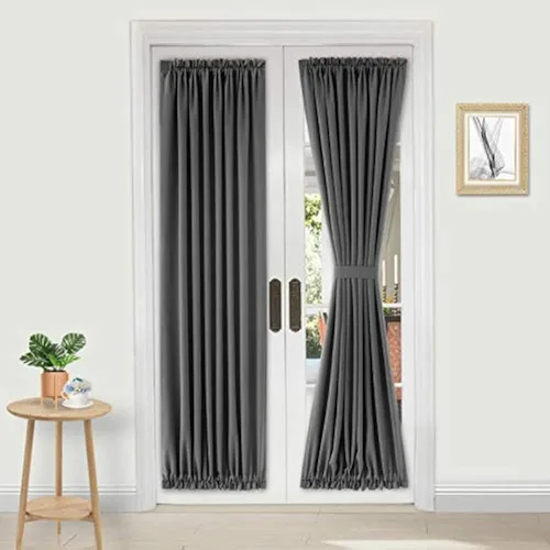 Miniatura 30 de DWCN Cortinas para puerta francesa: cortina térmica con bolsillo para barra para puertas con ventana de vidrio, puertas de cocina y patio