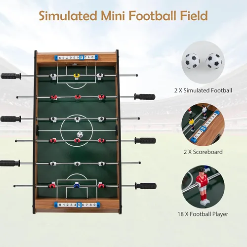 Miniatura 3 de GYMAX Juego de futbolín de mesa, mini mesa de futbolín de 27 pulgadas con 2 bolas y marcador de puntuación, fácil de montar, juego de fútbol de mesa