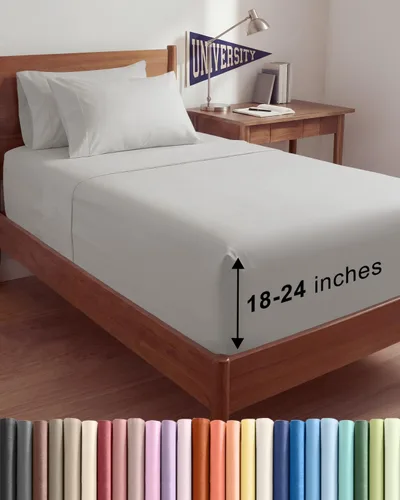 Miniatura 143 de Juego de sábanas de bolsillo extraprofundo, transpirables, refrescantes, suaves, de ajuste fácil, sin arrugas y cómodas, para hotel, 4 piezas, 32