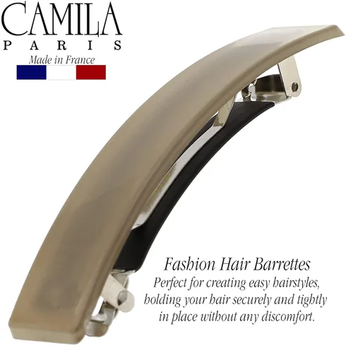 Miniatura 3 de Camila Paris CP3385 - Pinza de barrette de pelo francesa para niñas, cierre de metal gomizado beige, pinzas de pelo de agarre fuerte para mujeres