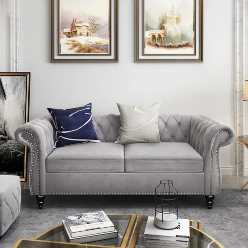 Miniatura 36 de AVZEAR Silla de Acento para Sala de Estar, Silla de Sofá Tapizada Silla de Sofá Individual con Respaldo Acolchado, Silla de Sofá Chesterfield