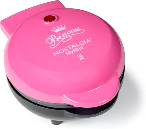 Nostalgia MyMini Princess Icons Shape - Máquina eléctrica de gofres, plancha antiadherente de 5 pulgadas para gofres, hash browns, huevos y más,