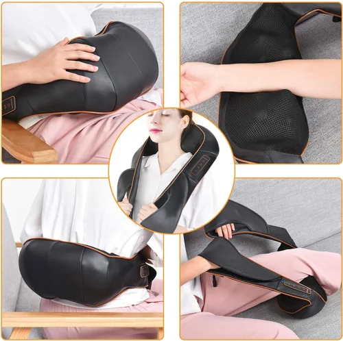 Miniatura 3 de TRIDUCNA Masajeador de cuello y espalda con calor, tejido profundo eléctrico Shiatsu con masaje de amasamiento 3D, 3 niveles de intensidad, alivio