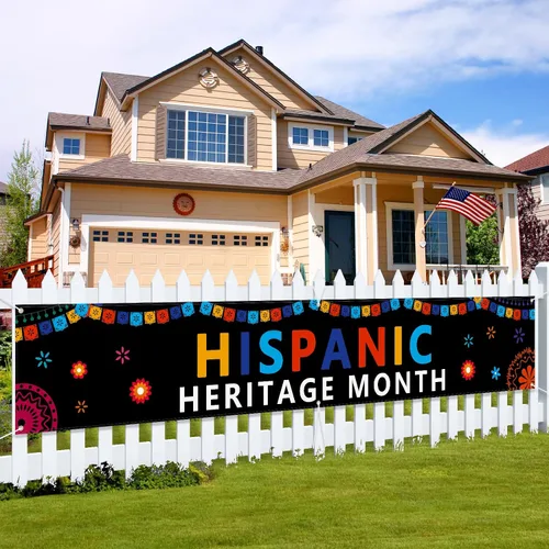 Letrero decorativo del mes de la herencia hispana de 120 x 20 pulgadas, letrero festivo de países de América Latina de habla hispana para interiores