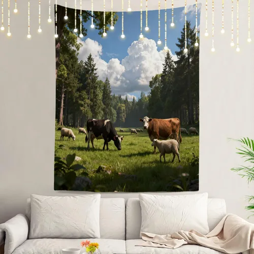 Miniatura 84 de Shrahala Tapiz de pared con paisaje de lago de otoño, bosque amarillo, para colgar en la pared, tapiz grande, decoración de fibra de poliéster