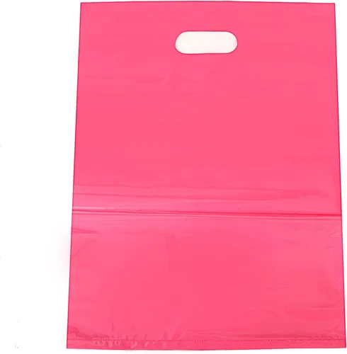 Miniatura 3 de Kivvo 200 Merchandise bolsas de plástico de 12 x 15 pulgadas, color rosa y morado. Bolsos de compras por unidad con manija troquelada