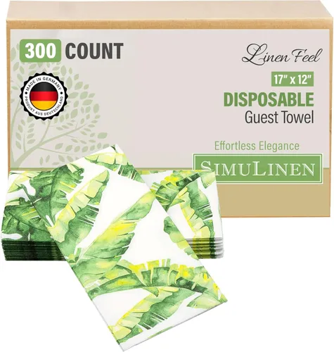 Miniatura 10 de SimuLinen Toallas de mano desechables de jardín azul con flores para baño, toallas para invitados de un solo uso con tacto de lino, papel de seda